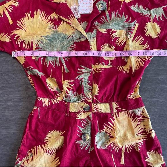 NWT Free People Maroon Malibu Combo Floral Tropical Romper Onesie Jumpsuit XS - Picture 11 of 16